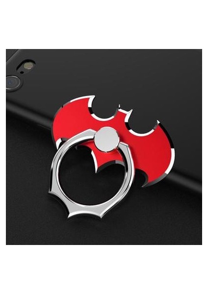 Kırmızı Stil Yarasa Parmak Yüzük Tutucucell Cep Telefonu Masaüstü Standı Montaj iPhone 11X 8 7 Xs Bat Metal Akıllı Telefon 360 Derece Masa Tutucu (Yurt Dışından)