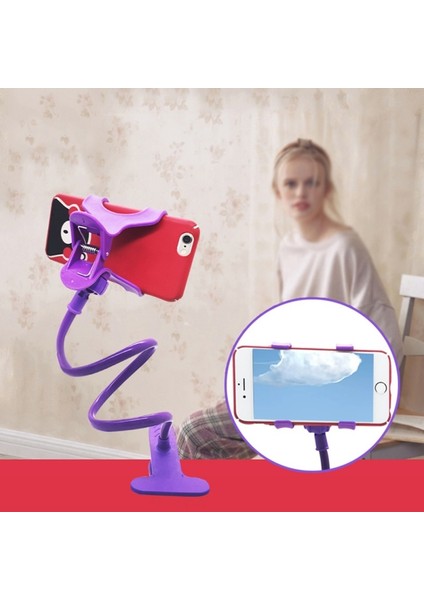 Mor Tarzı Evrensel Telefon Tutucu Yatak Klipsi Tembel Esnek Gooseneck Kelepçe Uzun Arms iPhone Android Için Montaj Yatak Masası Cep Telefonu Tutucu (Yurt Dışından) fırsatları