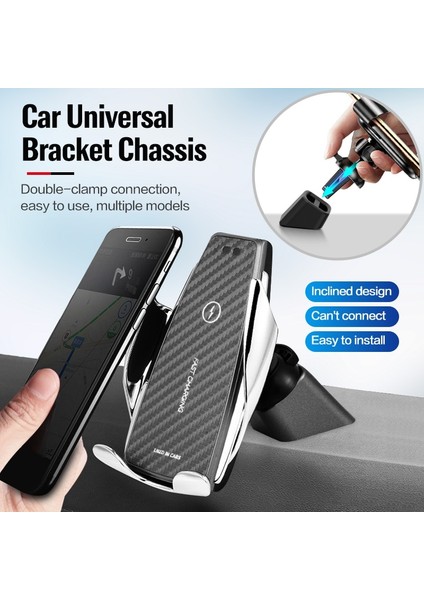1 Adet Siyah Stil Evrensel Kablosuz Araç Şarj Cihazı Standı Tabanı Pano Montajı Araba Cep Telefonu Tutucu Braketi Hava Çıkışı Klipsi Gps Beşiği Aksesuarları (Yurt Dışından) fırsatları