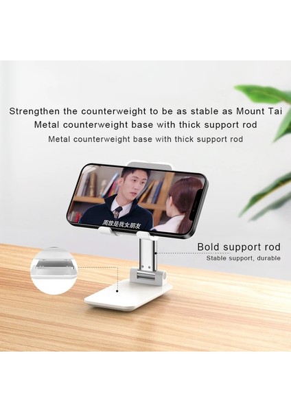 Z57-FOLDING2-BEYAZ Stili Z57 Masaüstü Telefon Standı Katlanır Evrensel Tablet Telefon Tutucu Tembel Ipad Canlı Web Dersi Braketi Teleskopik Metal Taşınabilir (Yurt Dışından) indirimleri