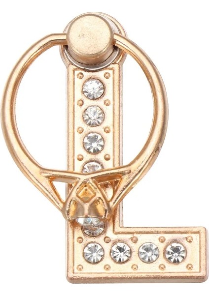 L Tarzı 360 Döndürme Evrensel A-Z Mektup Standı Çok Fonksiyonlu Cep Telefonu Braketi Alfabe Lüks Parmak Yüzük Tutucu Tembel Telefon Tutucu (Yurt Dışından)