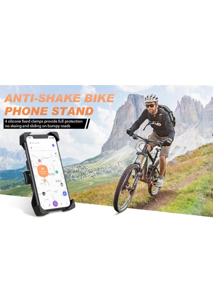 Siyah Stil 360 Derece Bisiklet Telefon Tutacağı Motosiklet Bisiklet Telefon Tutacağı Gidon Standı Montaj Braketi Montaj Telefon Tutacağı iPhone Samsung Için (Yurt Dışından) modelleri