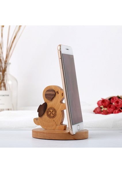 Çok Renkli Stil Telefon Tutucusu Cep Telefonu Braketi Ahşap Karikatür Köpek Açık Kahverengi Cep Telefonu Tutucusu Masif Ahşap Midilli Masaüstü Cep Telefonu Tutucusu (Yurt Dışından)