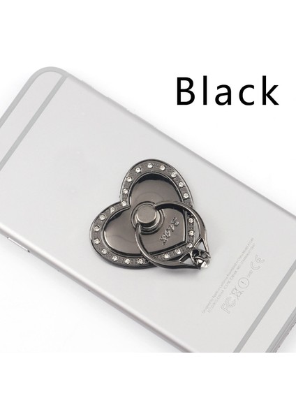 Siyah Stil Cep Telefonu Parmak Yüzük gr Derece Dönebilen Aşk Sevimli Akıllı Telefon Standı Aşk Cuteholder Soket Metal Araba Montaj Standı (Yurt Dışından)