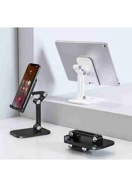 Beyaz Stil Evrensel Üç Bölüm Katlanabilir Masaüstü Cep Telefonu Laptop Tutucu iPhone iPad Notebook Için Ayarlanabilir Akıllı Telefon Tablet Standı (Yurt Dışından)