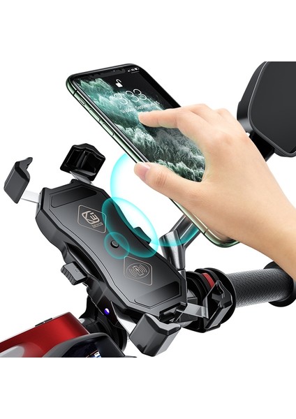 Şarj Tarzı Yok Motosiklet Telefon Tutucu 15W Kablosuz Şarj Cihazı Qc3.0 Tel Şarj Braketi Yarı Otomatik Stand 360 Derece Mobil Cep Telefonu Desteği (Yurt Dışından)