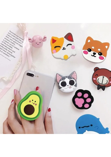 No.6 Tarzı Sevimli Kedi Karikatür Cep Telefonu Tutacağı Evrensel Renkli Cep Telefonu Aksesuarı Stand Tutacağı Genişleyen Telefon Tutacağı Tutacağı (Yurt Dışından) fiyatları