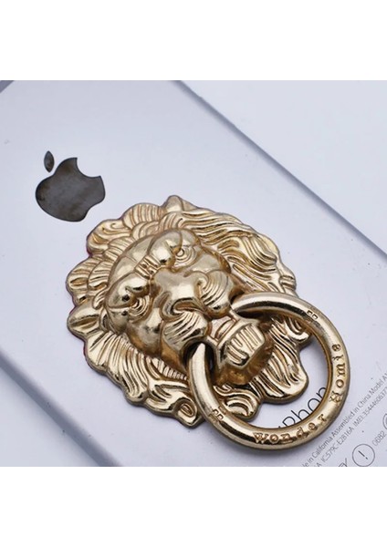 Tam Altın Tarzı Aslan Cep Telefonu Zil Braketi Tam Metal Kaplama Retro Rüzgar 360 Derece Dönen Cep Telefonu Kabuk Evrensel Yüzük Telefon Sahipleri (Yurt Dışından)