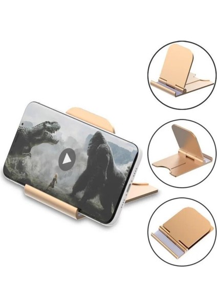 Altın Tarzı Tnsuly Cep Telefonu Tutucu Masaüstü Katlanır Küçük Basit Taşınabilir Evrensel Tablet Bilgisayar Standı (Yurt Dışından)