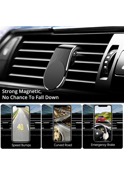 Siyah Dönebilen Stil iPhone 12 Için Manyetik Araç Telefonu Tutucu Evrensel Hava Çıkışı Metal Manyetik Navigasyon Araba Gps Braketi 360 Derece Döndürme Tutucu (Yurt Dışından) modelleri