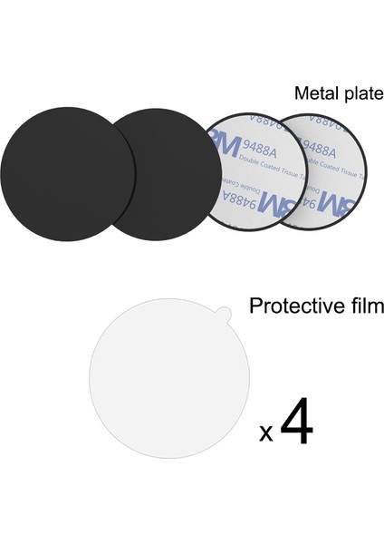 4 Adet Yuvarlak Stil Telefon Tutucu Metal Plaka Değiştirme Kitleri, Manyetik Cep Telefonu Desteği Için 3m Adhensive Araç Montaj Tutucu Aksesuarları (Yurt Dışından)