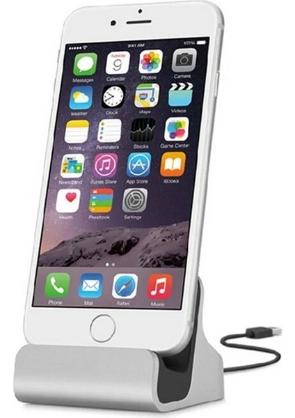 Gümüş Tarzı Telefon Masası Tutucu Şarj Cihazı IPhone x Lus I Için Mobil Stand Telefon E Şarj Yuvası Masa Şarj Cihazı Bağlantı Istasyonu (Yurt Dışından)