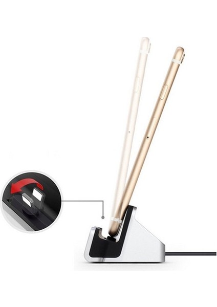 Gümüş Tarzı Telefon Masası Tutucu Şarj Cihazı IPhone x Lus I Için Mobil Stand Telefon E Şarj Yuvası Masa Şarj Cihazı Bağlantı Istasyonu (Yurt Dışından) modelleri