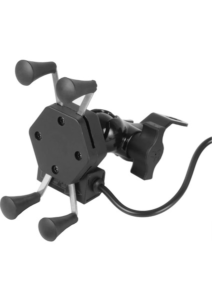 Siyah Stil Motosiklet Bisiklet Bisiklet Aynası USB Şarj Telefon Tutacağı 5V 360 Derece Ayarlanabilir Telefon Tutacağı Telefon Tutacağı Dağı (Yurt Dışından)