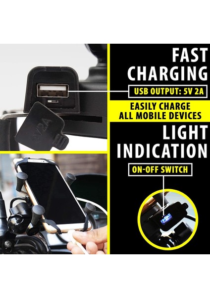 Siyah Stil Motosiklet Bisiklet Bisiklet Aynası USB Şarj Telefon Tutacağı 5V 360 Derece Ayarlanabilir Telefon Tutacağı Telefon Tutacağı Dağı (Yurt Dışından) modelleri