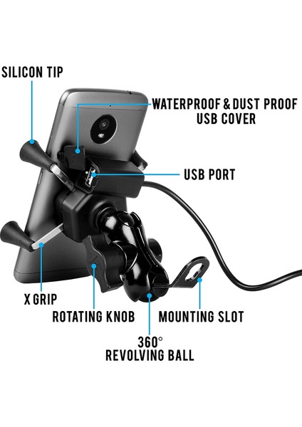 Siyah Stil Motosiklet Bisiklet Bisiklet Aynası USB Şarj Telefon Tutacağı 5V 360 Derece Ayarlanabilir Telefon Tutacağı Telefon Tutacağı Dağı (Yurt Dışından) indirimleri