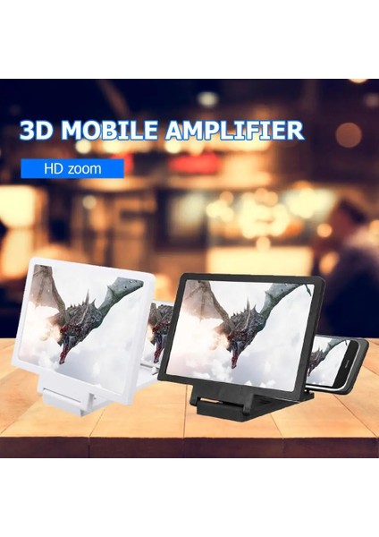 Siyah Stil 5.5 Iyon Ekran Tutucu 3D Cep Telefonu Ekran Büyüteç Hd Amplifikatör Standı Film Video Masaüstü Katlanabilir Tutucu Braketi (Yurt Dışından)