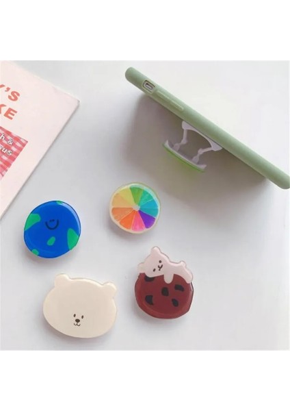 Bir Stil Meyve Ayı Kore Karikatür Genişleyen Cep Telefonu Tutucu Standı Kavrama Montaj Telefon Soketi Akıllı Telefon Cebi Masaüstü Stand Braketi (Yurt Dışından) fırsatları