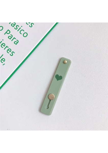 Nane Yeşili Stili Sevimli Şeker Kalp Renk Silikon Bileklik Parmak Yüzük Kavrama Telefon El Bandı Tutucu Evrensel Itme Çekme Sopa Telefon Braketi (Yurt Dışından)