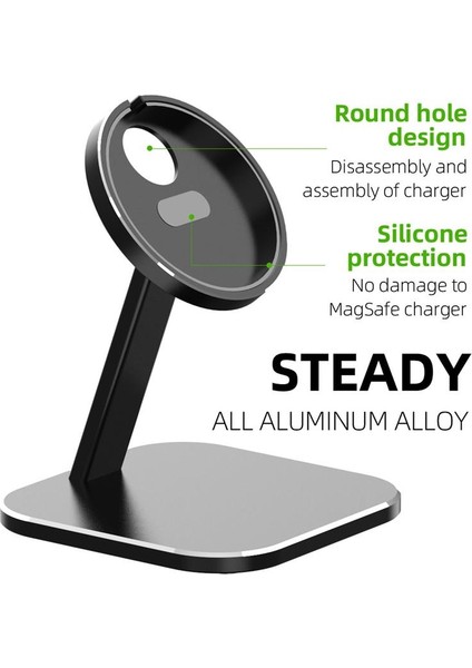 Sadece Stand Siyah Stili Applemagsafe Için iPhone Pro Max Için Kablosuz Şarj Istasyonu Standı I-Watch Için Mini Izle Kablosuz Şarj Pedi Dock Tutucu (Yurt Dışından)