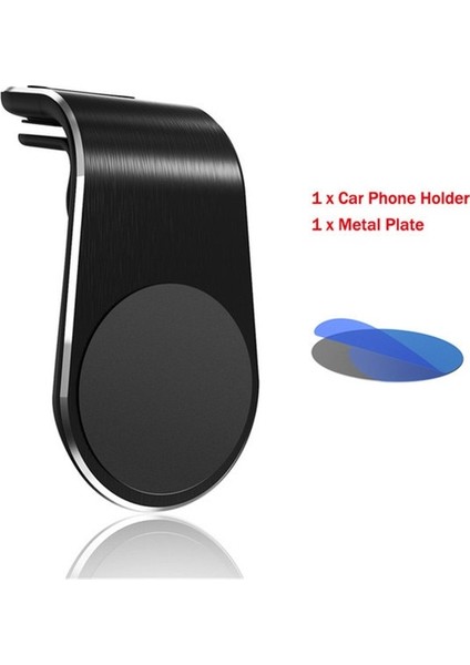 Siyah Stil L-Tipi Manyetik Telefon Tutacağı Araç Akıllı Telefon Standı Araç Montaj Klipsi Manyetik Telefon Tutacağı Tüm Model Cep Telefonuna Uygun (Yurt Dışından)