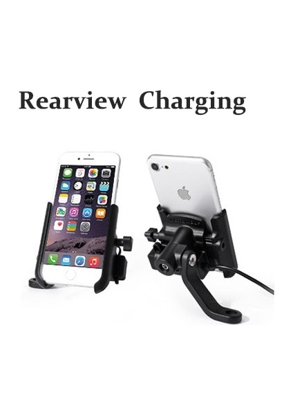 Dikiz Şarj 2 Stili Vmonv Yükseltme Evrensel Metal Şarj Edilebilir Motosiklet Dikiz Aynası Cep Telefonu Tutucu Stand Desteği Kolu Bisiklet Moto Dağı Tutucu (Yurt Dışından)