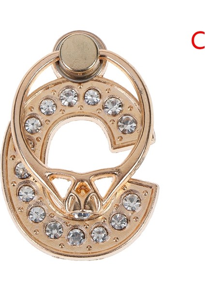 C Stili Derece Elmas Metal Harf A-Z Parmak Yüzük Akıllı Telefon Standı Tutacağı Tüm Telefon Için Cep Telefonu Tutacağı (Yurt Dışından)