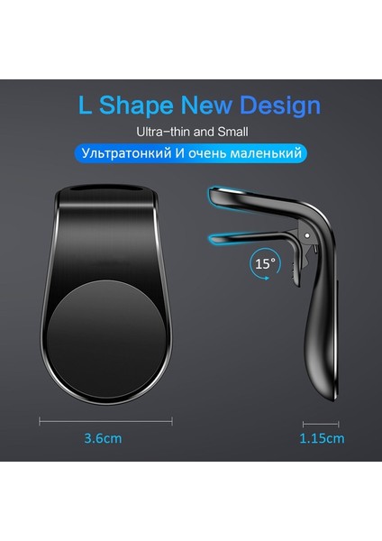 Bir Stil Evrensel Manyetik L-Tipi Telefon Tutucu Araç Telefonunda Montaj Arabası Için Klip Standı Manyetik Telefon Tutacağı Tüm Model Cep Telefonuna Uygun (Yurt Dışından) fiyatları