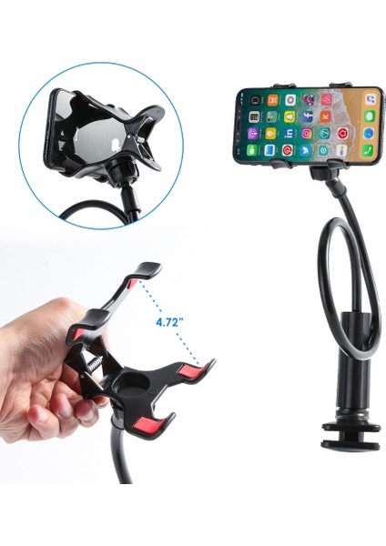 Siyah Stil Evrensel Telefon Tutucu Yatak Masası Klip Tembel Esnek Deve Boynu Kelepçe Uzun Arms iPhone Için Montaj Yatak Masası Cep Telefonu Tutucu (Yurt Dışından) fırsatları