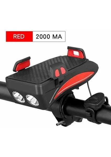 Turuncu 4000MAH Tarzı Bisiklet Işık Bisiklet El Feneri LED Işlevli 4 1 Bisiklet Kornası Tutucu Güç Bankası Bisiklet Ön Lamba Telefon Standı Tutucu Bisiklet Rafı (Yurt Dışından)