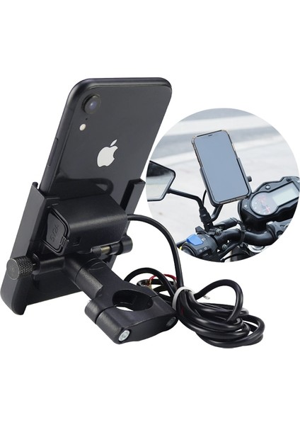 USB Tarzı Mirro Alüminyum Bisiklet Motosiklet Telefon Tutucu USB Şarj Braketi 360 Derece Motosiklet Bisiklet Gidon Dikiz Telefon Desteği Dağı (Yurt Dışından) fiyatları