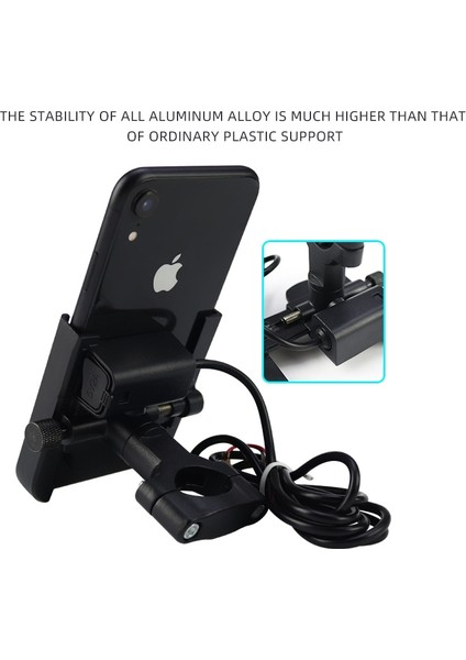 USB Tarzı Mirro Alüminyum Bisiklet Motosiklet Telefon Tutucu USB Şarj Braketi 360 Derece Motosiklet Bisiklet Gidon Dikiz Telefon Desteği Dağı (Yurt Dışından) fırsatları