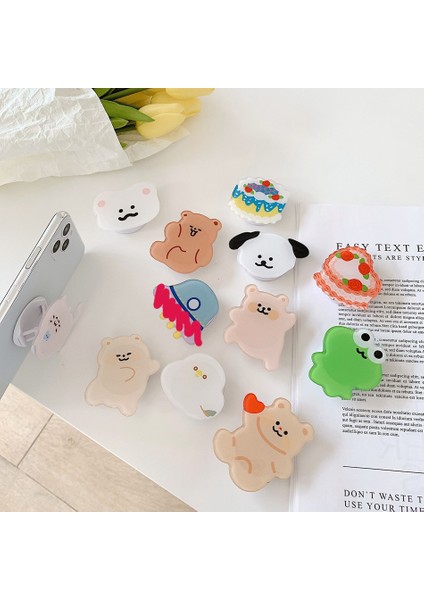 A2 Stili Evrensel Sevimli Kore Ayı Pastası Köpek Kedi Düzensiz Katlanabilir Stand Tutucu iPhone Redmi Huawei Samsung Için Telefon Braketini Genişletiyor (Yurt Dışından) modelleri