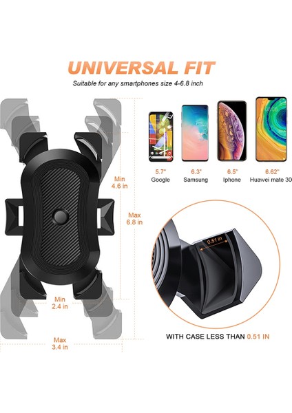 Siyah Stil Evrensel Bisiklet Telefon Tutacağı Motosiklet Bisiklet Telefon Tutacağı Gidon Standı Montaj Braketi Montaj Telefon Tutacağı iPhone Samsung Için (Yurt Dışından) indirimleri