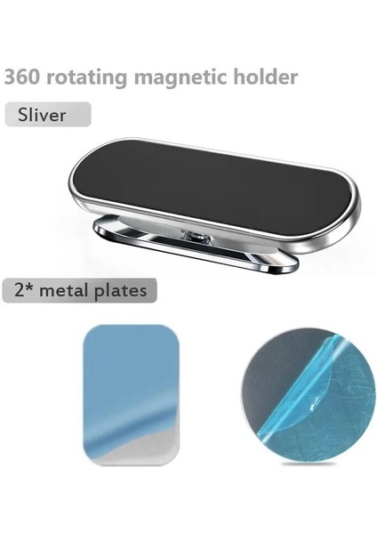 Gümüş1 Tarzı Oppselve Manyetik Araç Telefonu Tutucu Dönebilen Mini Şerit Şekli Standı Huawei Metal Güçlü Mıknatıs Gps Araç Montajı iPhone 11 Için (Yurt Dışından)