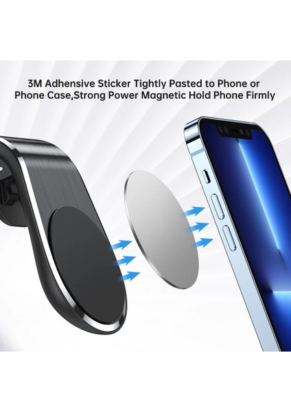 Siyah Stil Aufu Manyetik Telefon Tutucu Araba Standı Mıknatıs L-Tipi Telefon Klipsi Montaj Araba Hava Firar Cep Telefonu Tutucu iPhone 13 Samsung Için (Yurt Dışından) fırsatları