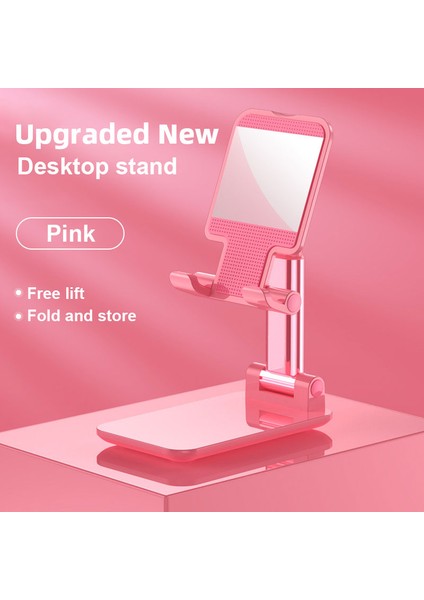 T9 Pembe Tarzı Lısm Masaüstü Cep Telefonu Tutucu iPhone iPad Ayarlanabilir Tablet Için Standı Katlanabilir Masa Cep Telefonu Masa Standı Tutucu Evrensel (Yurt Dışından)