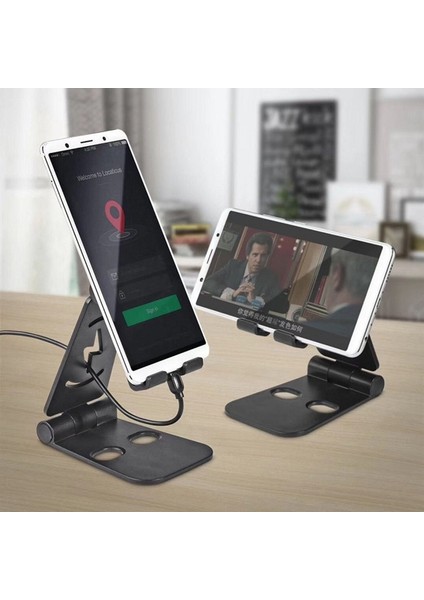 Beyaz Stil Evrensel Telefon Tutucu Tembel Ayarlanabilir Şarj Tabanı Masaüstü Telefon 8 Inçe Kadar Katlanabilir Telefon Standları Mini Standları (Yurt Dışından) fırsatları