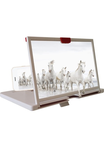 Beyaz 12 Inç Stili Inç 3D Cep Telefonu Ekran Projeksiyon Amplifikatörü Akıllı Telefon Masaüstü Braketi Evrensel Cep Telefonu Ekran Büyüteç Tutacağı (Yurt Dışından) modelleri