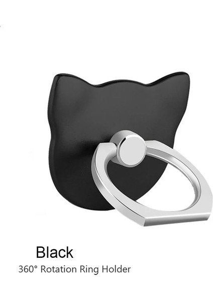 Kedi-Siyah Tarzı Parmak Yüzük Cep Telefonu Akıllı Telefon Standı Tutucu Cep Akıllı Yuvarlak Telefon Yüzük Şeffaf Kedi Tutucu Kalp Soketi Araç Montaj Standı (Yurt Dışından)