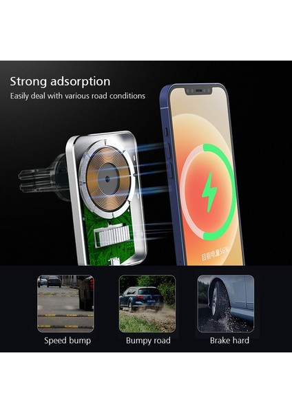 Beyaz Stil 15W Manyetik Kablosuz Araç Şarj Cihazı Montajı Adsorbe Edilebilir Telefon iPhone Pro Max Mini Adsorpsiyon Hızlı Kablosuz Şarj Tutucu (Yurt Dışından) fiyatları