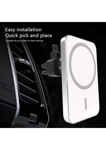 Beyaz Stil 15W Manyetik Kablosuz Araç Şarj Cihazı Montajı Adsorbe Edilebilir Telefon iPhone Pro Max Mini Adsorpsiyon Hızlı Kablosuz Şarj Tutucu (Yurt Dışından) modelleri