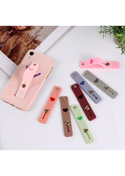 No.17 Stili 1 Adet Evrensel Silikon Telefon Tutucu Parmak Yüzük Bileklik Kayışı Itme Çekme Kavrama Streç Standı Kalp Şeker Renk El Bandı Braketi (Yurt Dışından) fiyatları