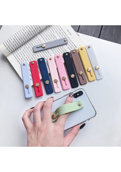 Kırmızı Stil Silikon Bileklik Parmak Yüzük Kavrama Cep Telefonu Tutucu Standı Itme Çekme Etiket Yapıştırma Evrensel El Bandı Telefon Tutucu Braketi (Yurt Dışından) fırsatları