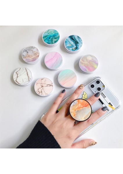 C18 Stili Parlak Popüler Mermer Genişleyen Telefon Standı Kavrama Parmak Yüzük Desteği Düşme Önleyici Yuvarlak Katlanabilir Cep Telefonu Tutucu iPhone 11 Için (Yurt Dışından) indirimleri