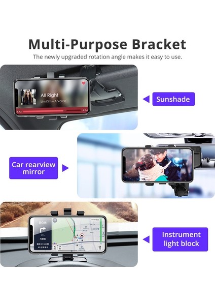 1pc 1200 Döndürme Stili Anmone Dashboard Araç Telefonu Holde Derecesi Cep Telefonu Standları Dikiz Aynası Güneşlik Araba Gps Navigasyon Braketi (Yurt Dışından) indirimleri