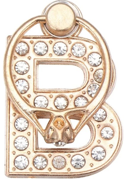 B Tarzı 360 Döndürme Evrensel A-Z Mektup Standı Çok Fonksiyonlu Cep Telefonu Braketi Alfabe Lüks Parmak Yüzük Tutucu Tembel Telefon Tutucu (Yurt Dışından)