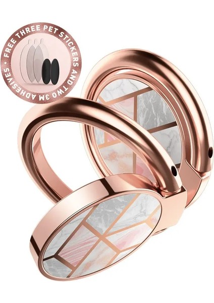 Mermer Tarzı I-Blason Cep Telefonu Parmak Yüzük Tutacağı - Evrensel - Derece Döndürme Derecesi Flip Manyetik Arabaya Monte Edilebilir Tekme Standı (Yurt Dışından)