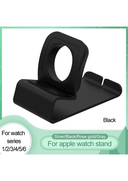 Siyah Stil Alüminyum Silikon Braket Şarj Cihazı Dock Station Apple Watch Için Şarj Tutacağı Stand Serisi Secharging Cradle Stand (Yurt Dışından)