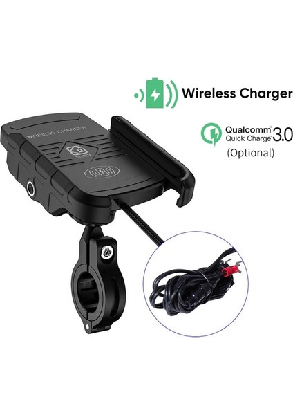 Telefon Tutucu Stili Cep Telefonu Tutacağı Motosiklet Akıllı Telefon Desteği Moto Motor Motosiklet Için Kablosuz Şarj Cihazı ile Gidon Montaj Standı (Yurt Dışından) fırsatları